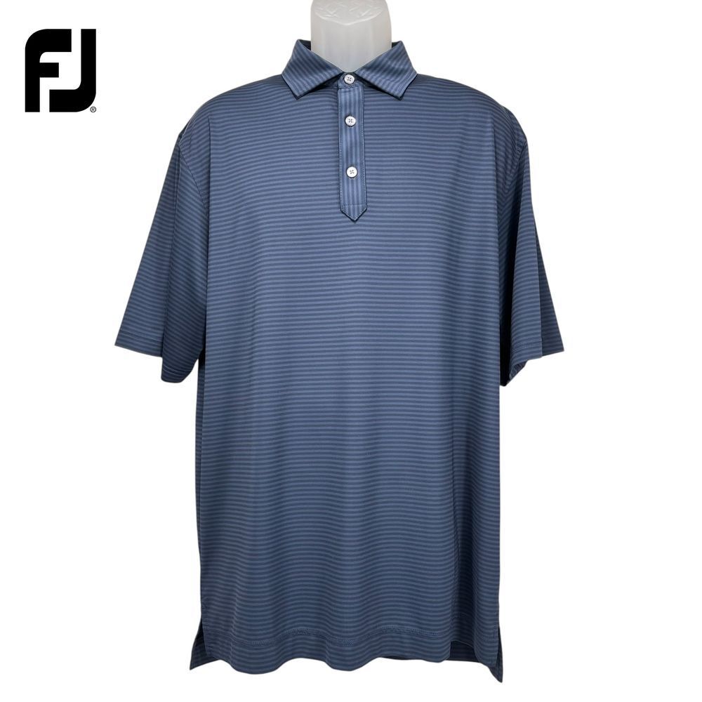 Foot‎ Joy Men's Large Blue Striped Short Sleeve Moisture Wicking Polo Shirt